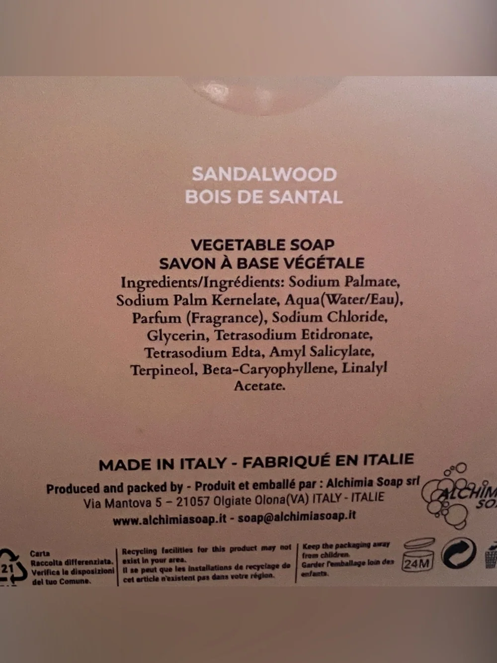 Alchimia Sandalwood soap - Made in Italy